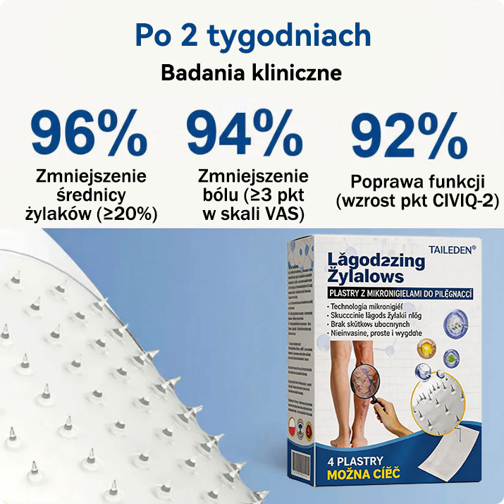 🎁 Zostało już tylko 5 opakowań! Teraz możesz otrzymać dodatkowe 50% ZNIŻKI! 🎉🇵🇱👨‍⚕️✅TAILEDEN® VeinEase Plastry z Mikronakłuciami⚡Natychmiastowa ulga, długotrwałe rezultaty